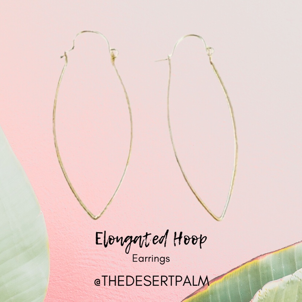Sterling Silver Elongated Hoop Earrings | Elegant Minimalist Dangles